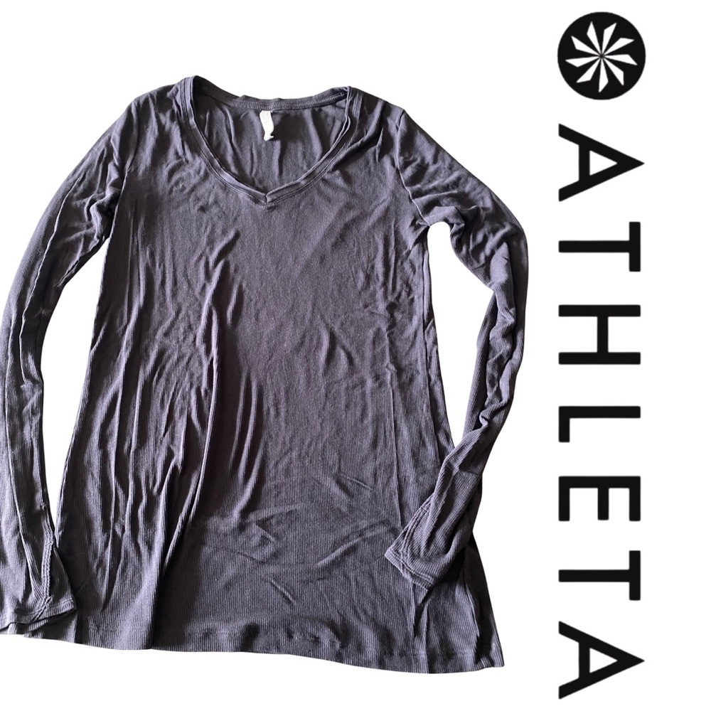 NWOT | Athleta | Cloudlight Stratus Top (Ribbed) | Large Tall | Charcoal Grey